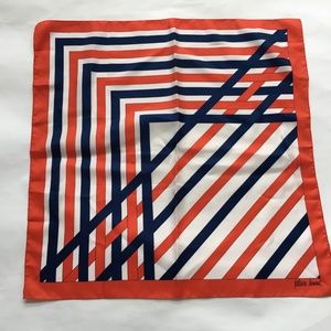 Vintage Patricia Dumont Scarf 26" Square Blue & Red Squares Stripes Italy